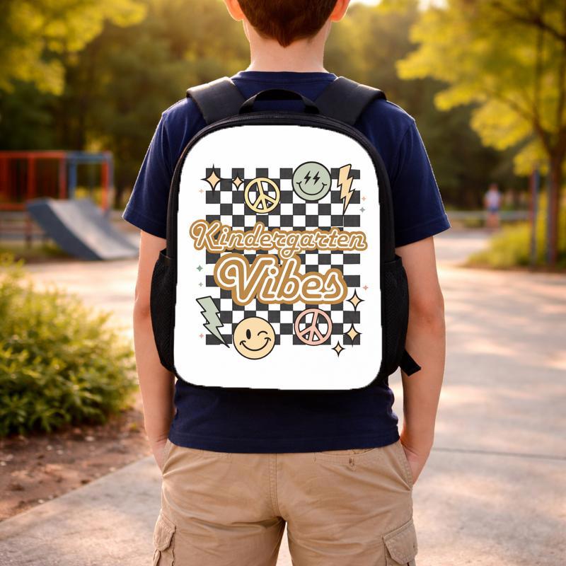 Kindergarten Vibes Backpack - Retro Checkerboard School Style Custom Backpack