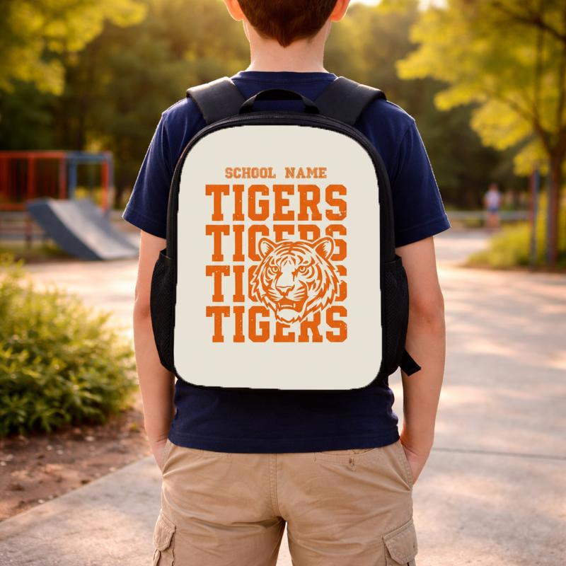 Middle School Orange Tiger Mascot Custom Backpack Middle School Orange Tiger Mascot Custom Backpack