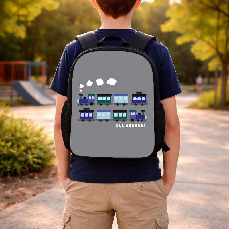 Minimal Train Backpack For Kids - Cute Railway School Style Custom Backpack