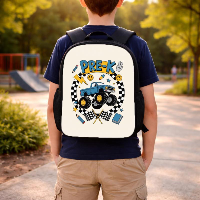 Monster Truck Pre-K Backpack For Boys - Back To School Fun Custom Backpack Monster Truck Pre-K Backpack For Boys - Back To School Fun Custom Backpack
