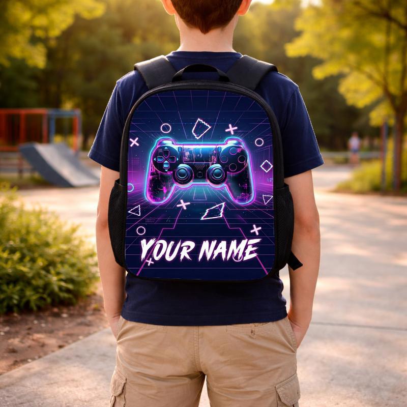 Neon Gamer Backpack With Name - Back To School Style Custom Backpack Neon Gamer Backpack With Name - Back To School Style Custom Backpack