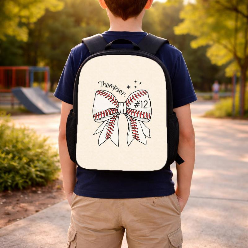 Personalized Baseball Bow Backpack - Custom Name And Number Custom Backpack Personalized Baseball Bow Backpack - Custom Name And Number Custom Backpack