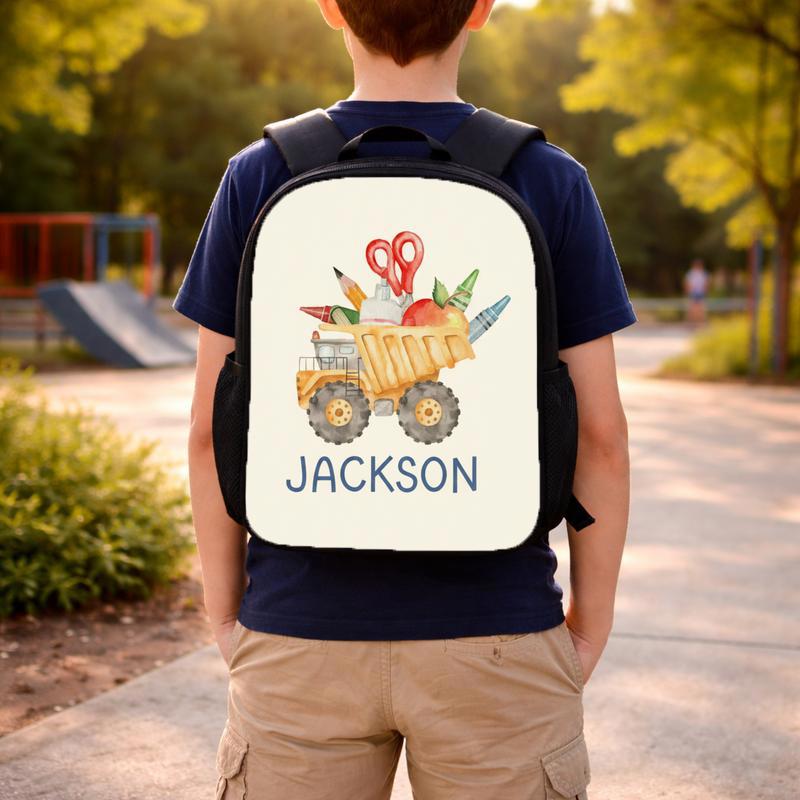 Personalized Dump Truck Backpack For Kids - Cute Back To School Boys Custom Backpack Personalized Dump Truck Backpack For Kids - Cute Back To School Boys Custom Backpack