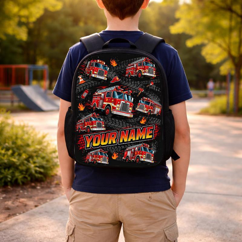 Personalized Fire Truck Backpack - Kids Back To School Custom Backpack Personalized Fire Truck Backpack - Kids Back To School Custom Backpack