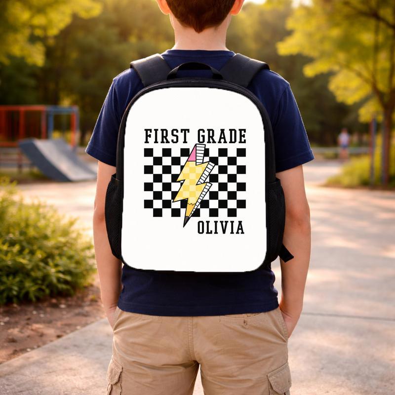 Personalized First Grade Pencil Lightning - Kids Back To School Backpack Custom Backpack