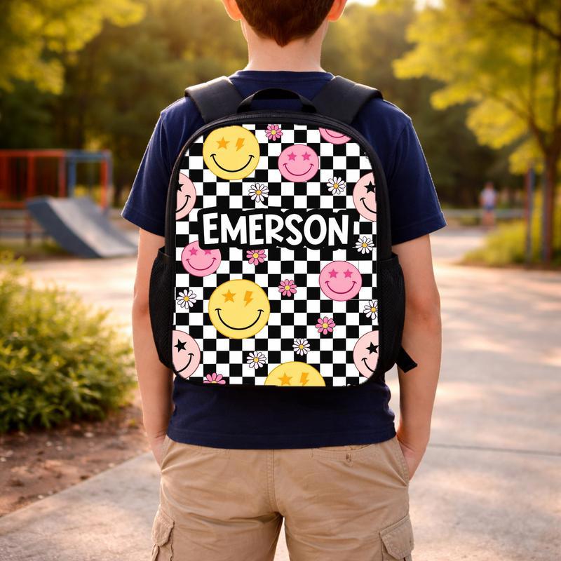 Personalized Kids Backpack - Custom Name Smiley School Bag Custom Backpack Personalized Kids Backpack - Custom Name Smiley School Bag Custom Backpack