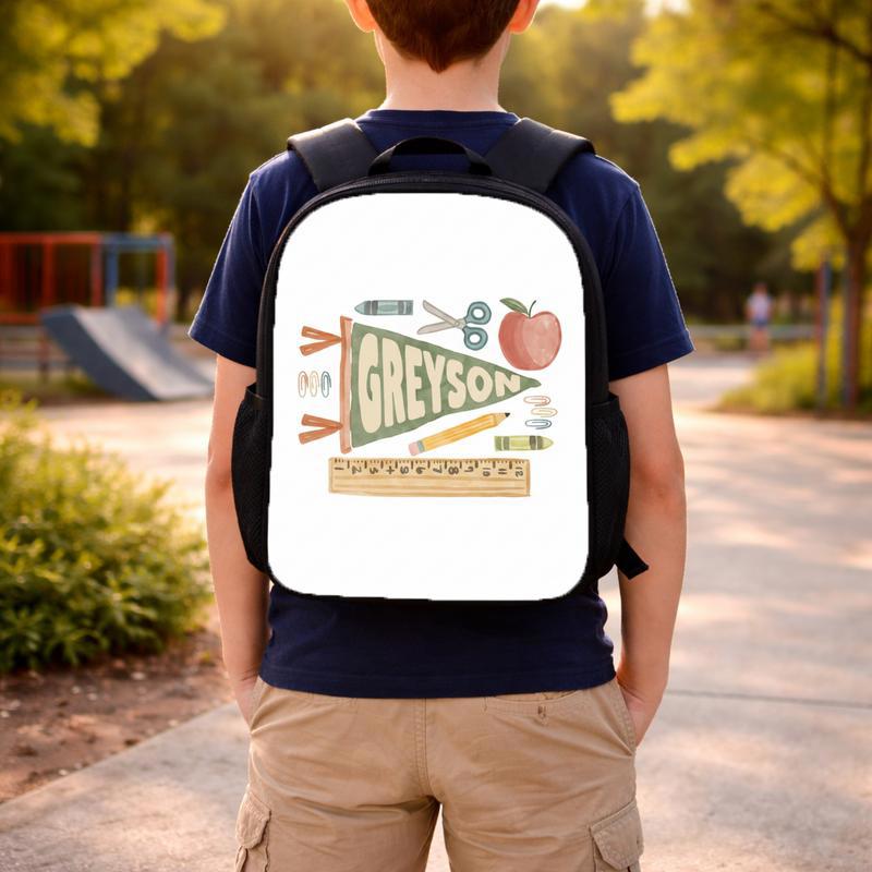 Personalized Kids Backpack - Elementary School Name Pennant Custom Backpack Personalized Kids Backpack - Elementary School Name Pennant Custom Backpack