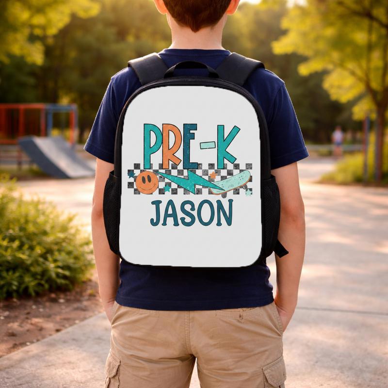Personalized Pre-K Backpack - Boys Skateboard School Custom Backpack Personalized Pre-K Backpack - Boys Skateboard School Custom Backpack