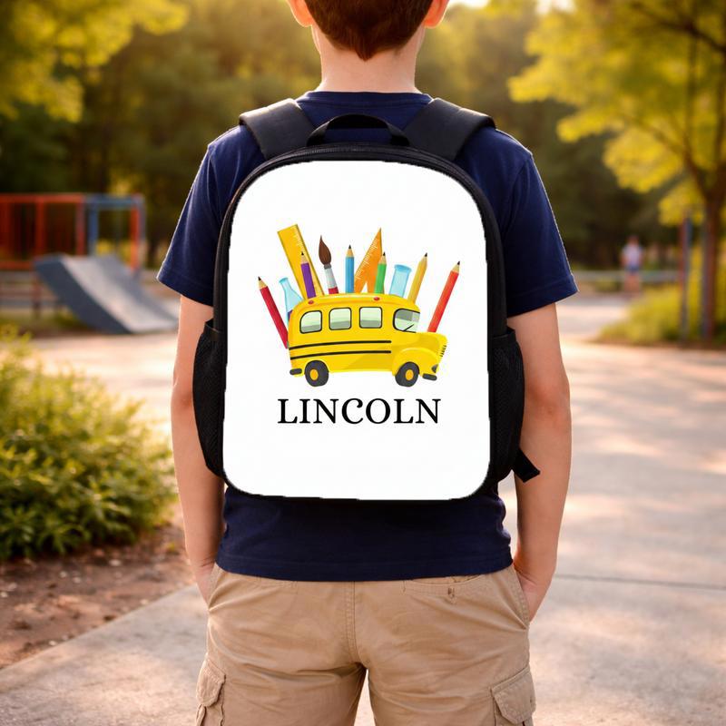 Personalized School Bus Backpack - Custom Name Kids Gift Custom Backpack