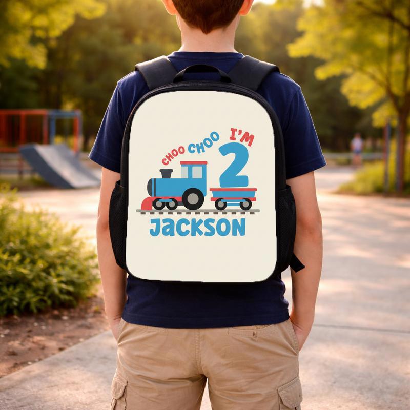 Personalized Train School Backpack - Choo Choo I'm 2 Boy Custom Backpack Personalized Train School Backpack - Choo Choo I'm 2 Boy Custom Backpack