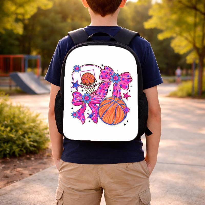 Pink Basketball Backpack - Back To School Girl Bow Sport Style Custom Backpack Pink Basketball Backpack - Back To School Girl Bow Sport Style Custom Backpack