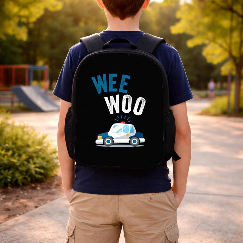 Police Backpack Kids - Wee Woo Back To School Fun Design Custom Backpack Police Backpack Kids - Wee Woo Back To School Fun Design Custom Backpack