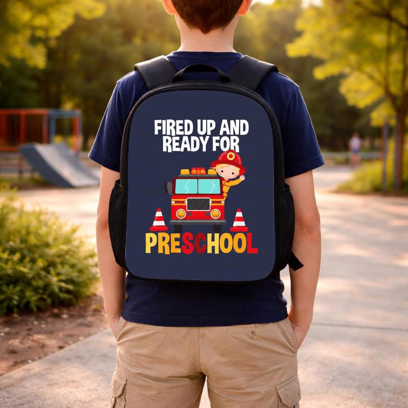 Preschool Fire Truck Backpack - Fired Up Back To School Kids Custom Backpack Preschool Fire Truck Backpack - Fired Up Back To School Kids Custom Backpack