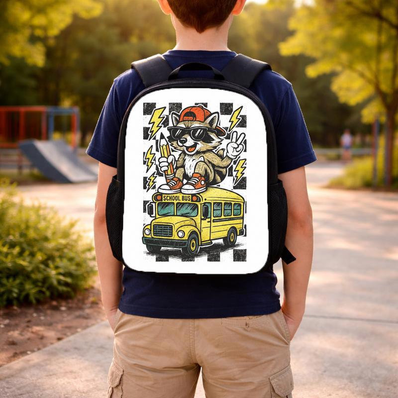 Raccoon School Bus Backpack - Cool Kids Back To School Custom Backpack