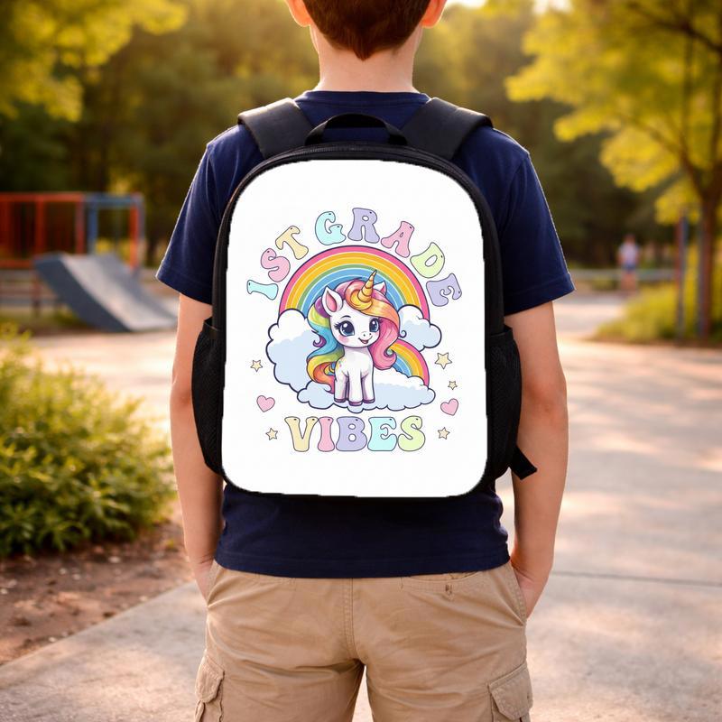 Rainbow Unicorn Backpack - First Grade Kids School Gear Custom Backpack Rainbow Unicorn Backpack - First Grade Kids School Gear Custom Backpack