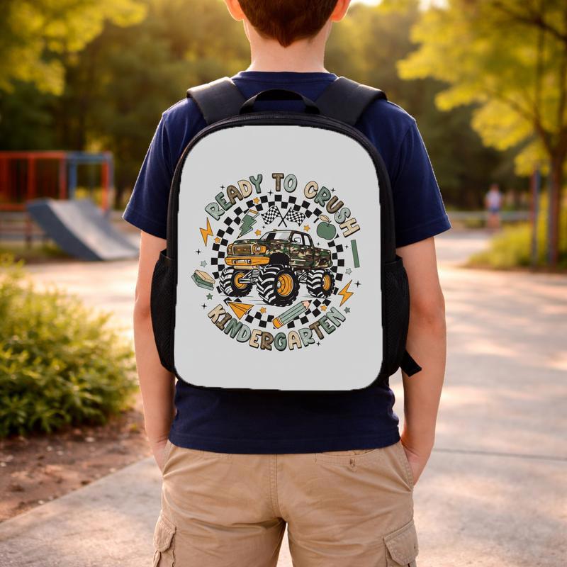 Ready To Crush Kindergarten Backpack - Boys Monster Truck Custom Backpack