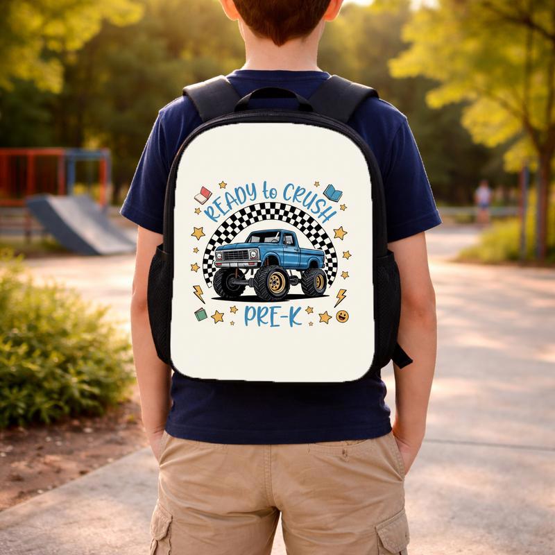 Ready To Crush Pre-K Backpack - Kids Monster Truck Theme Custom Backpack