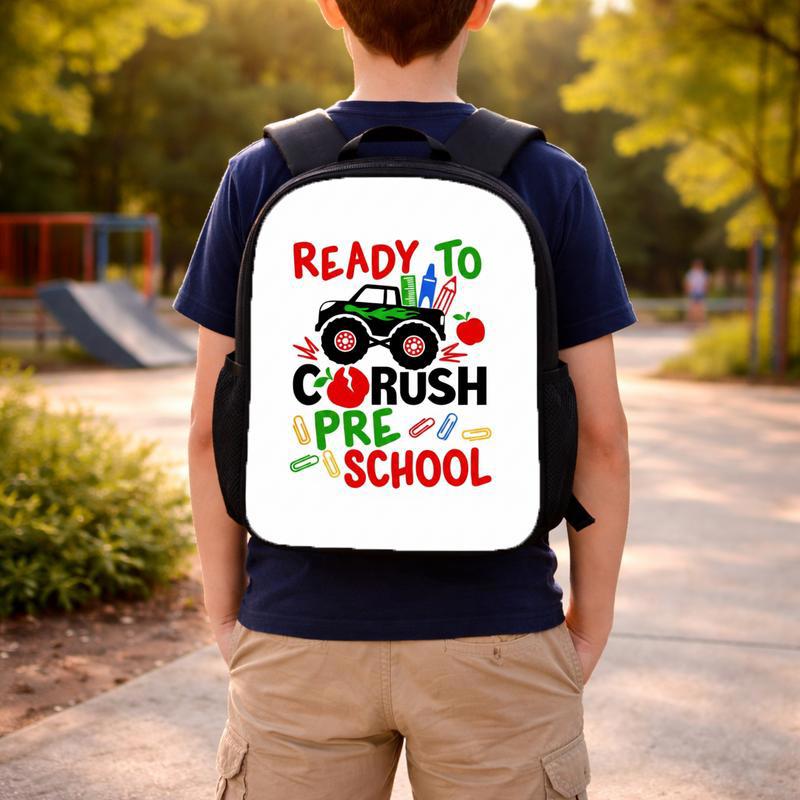 Ready To Crush Preschool Backpack For Kids - Monster Truck Theme Custom Backpack Ready To Crush Preschool Backpack For Kids - Monster Truck Theme Custom Backpack