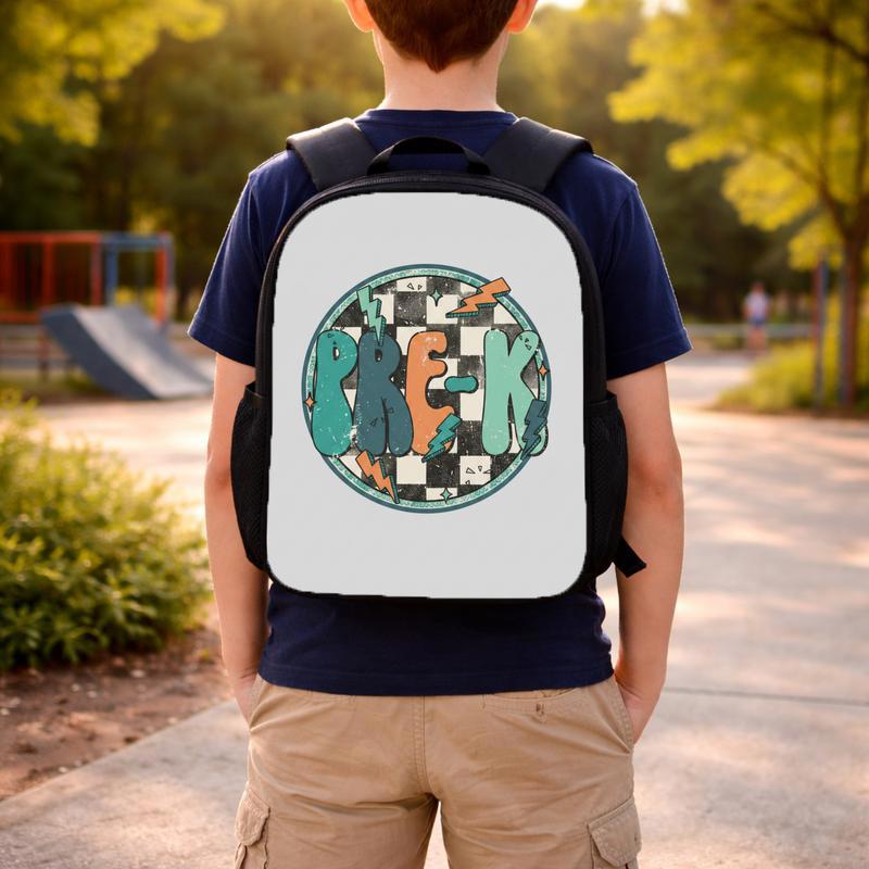Retro Pre-K Backpack - Checkerboard Kids School Style Custom Backpack Retro Pre-K Backpack - Checkerboard Kids School Style Custom Backpack