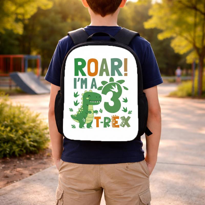 Roar I'm 3 T-Rex - Cute Dino Boys School Backpack Custom Backpack
