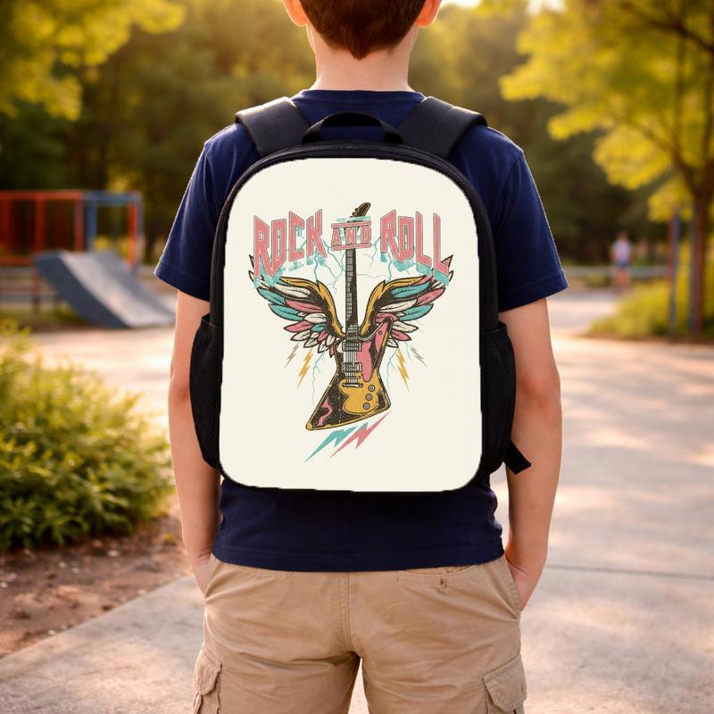 Rock And Roll Students Backpack - Vintage Music School Style Custom Backpack Rock And Roll Students Backpack - Vintage Music School Style Custom Backpack