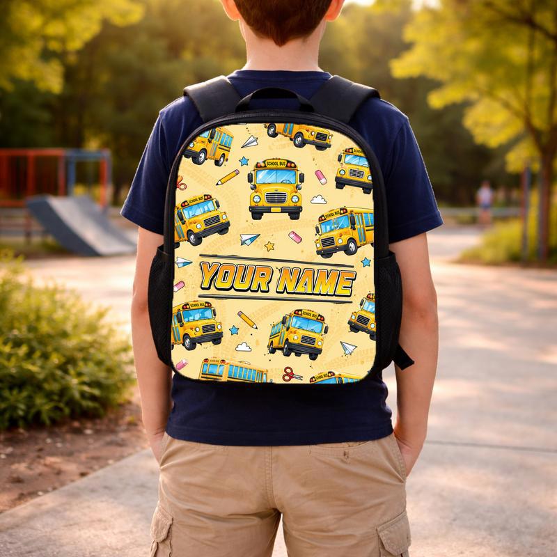 School Bus Pattern Backpack - Back To School Kids Style Custom Backpack School Bus Pattern Backpack - Back To School Kids Style Custom Backpack