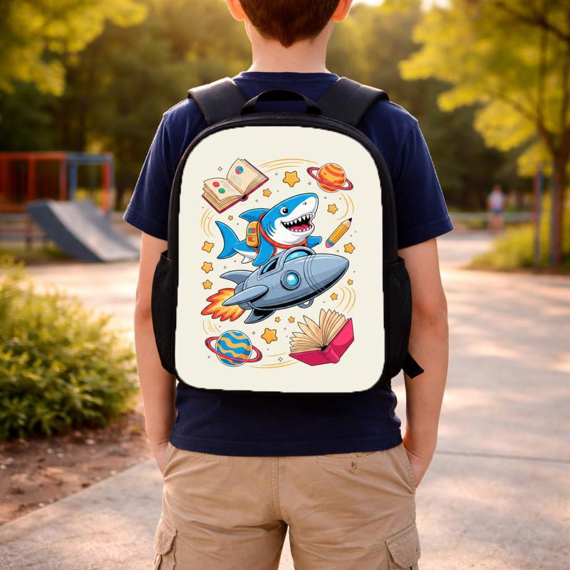 Shark Rocket Backpack Kids - Back To School Fun Design Custom Backpack
