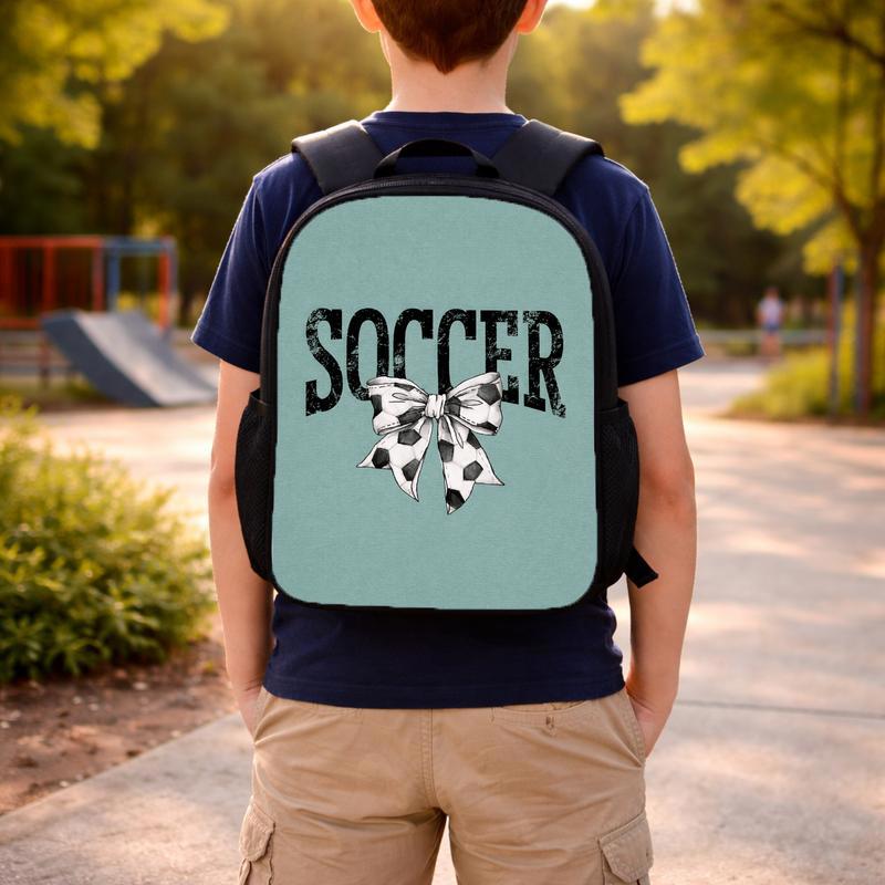 Soccer Bow Backpack For Girls - Cute Sports Back To School Custom Backpack Soccer Bow Backpack For Girls - Cute Sports Back To School Custom Backpack