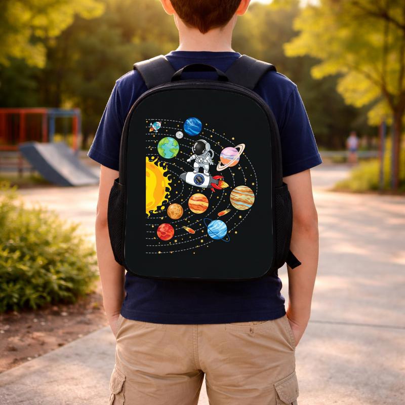 Space School Backpack Kids - Astronaut Solar System Planets Custom Backpack