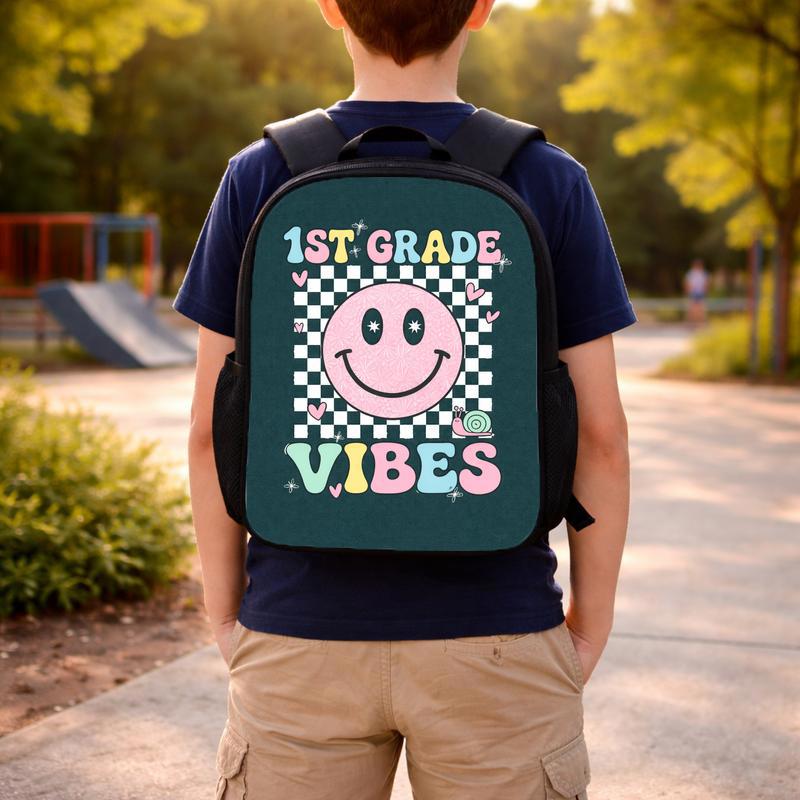 1st Grade Backpack For Girls - Cute Smiley Back To School Kids Custom Backpack