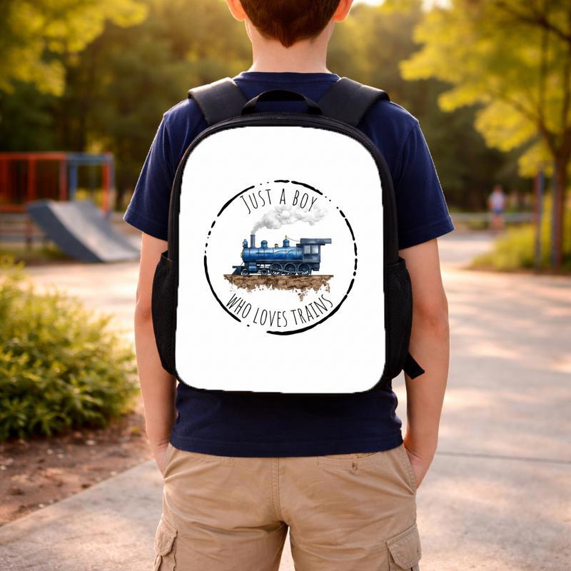 Train Lover Kids Backpack - Just A Boy Who Loves Trains Custom Backpack Train Lover Kids Backpack - Just A Boy Who Loves Trains Custom Backpack