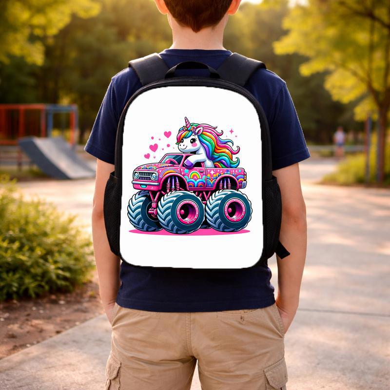 Unicorn Monster Truck Backpack - Cute Girls Back To School Custom Backpack Unicorn Monster Truck Backpack - Cute Girls Back To School Custom Backpack