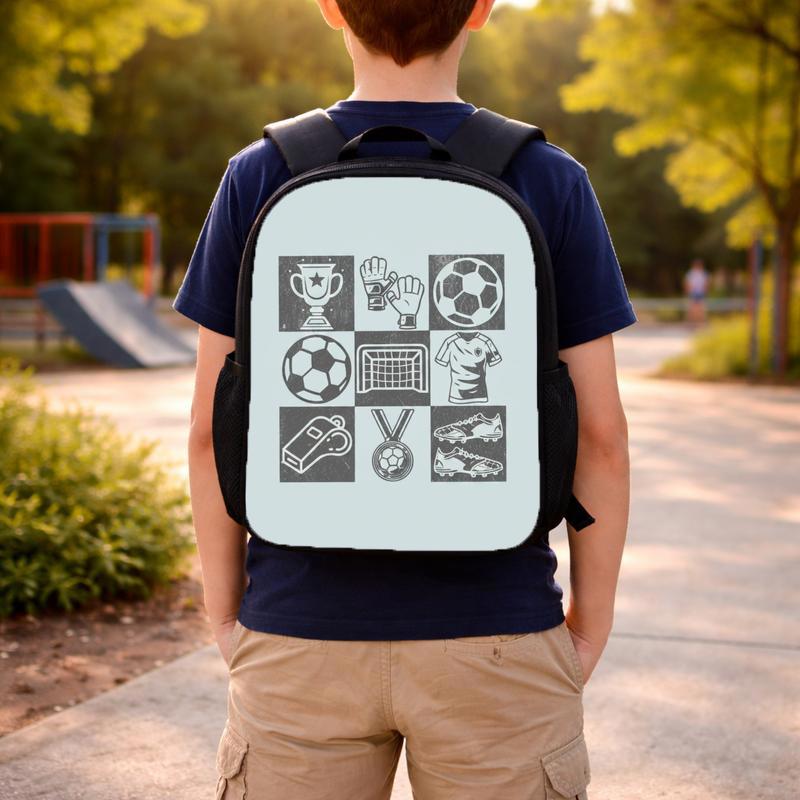 Vintage Soccer Pattern Backpack - Sports Kids School Style Custom Backpack