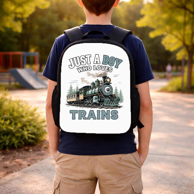 Vintage Train Kids Backpack - Boy Who Loves Trains Gift Custom Backpack