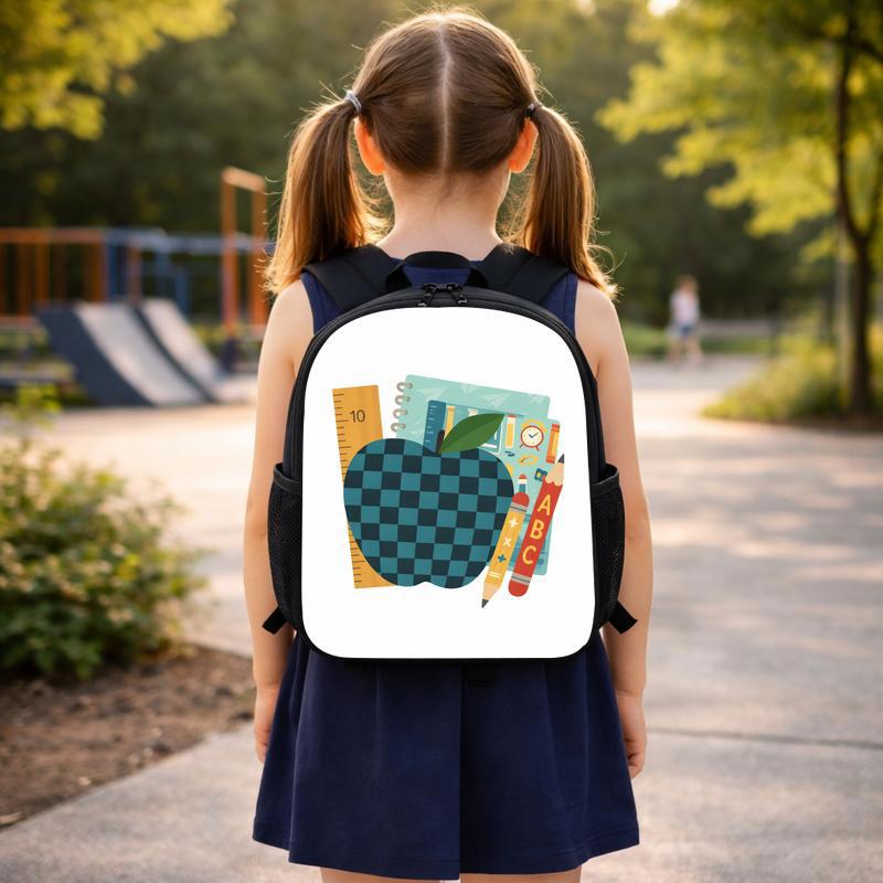 Apple Theme School Backpack - Elementary School Learning Essentials Custom Backpack Apple Theme School Backpack - Elementary School Learning Essentials Custom Backpack