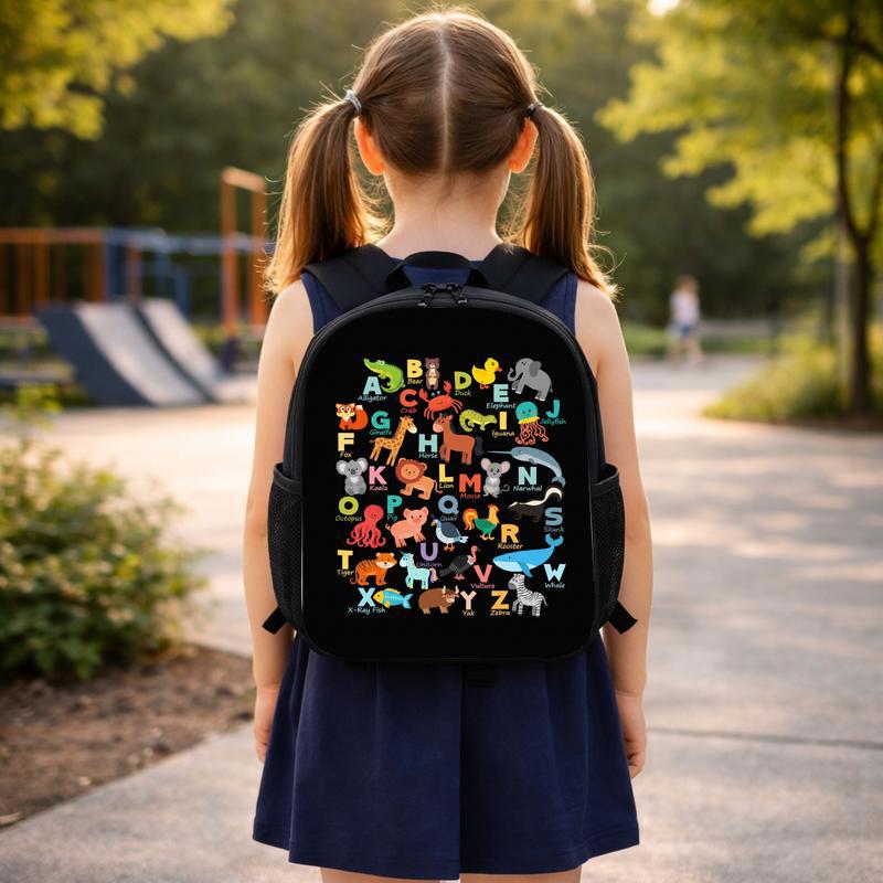 Back To School Backpack - Cute Alphabet Animals Kindergarten Custom Backpack Back To School Backpack - Cute Alphabet Animals Kindergarten Custom Backpack