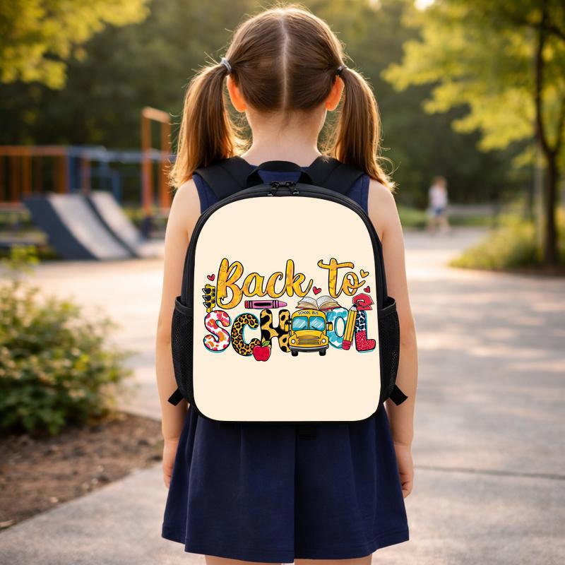 Back To School Kids Backpack - Cute Bus & School Icons Custom Backpack