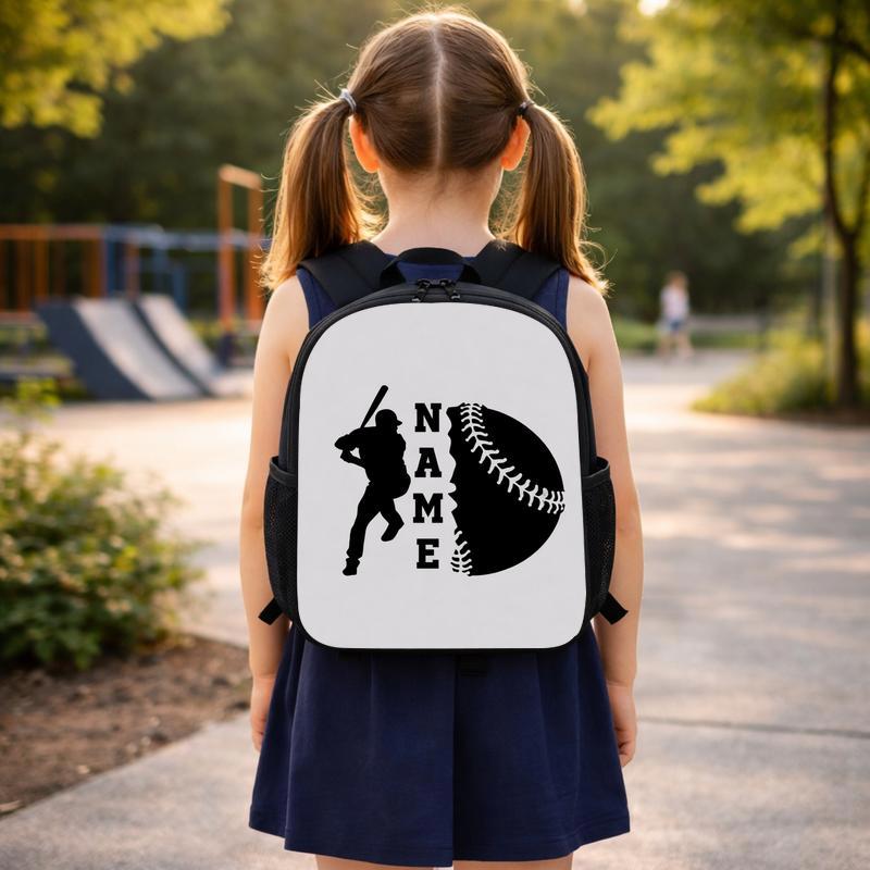 Baseball Silhouette Backpack - Custom Name Kids Bag Custom Backpack