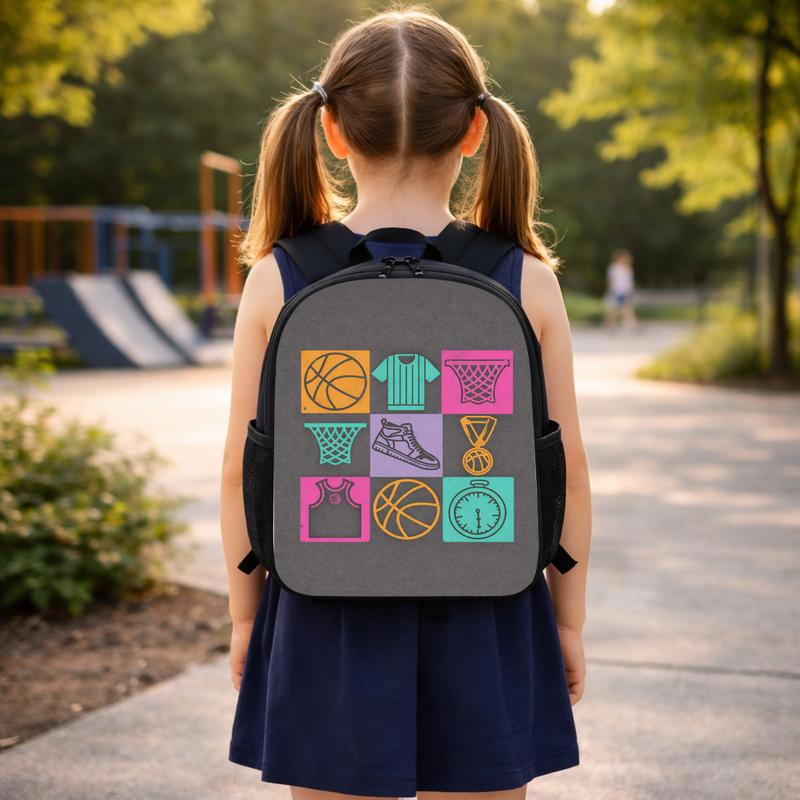 Basketball Pattern Backpack - Back To School Sport Theme Kids Custom Backpack