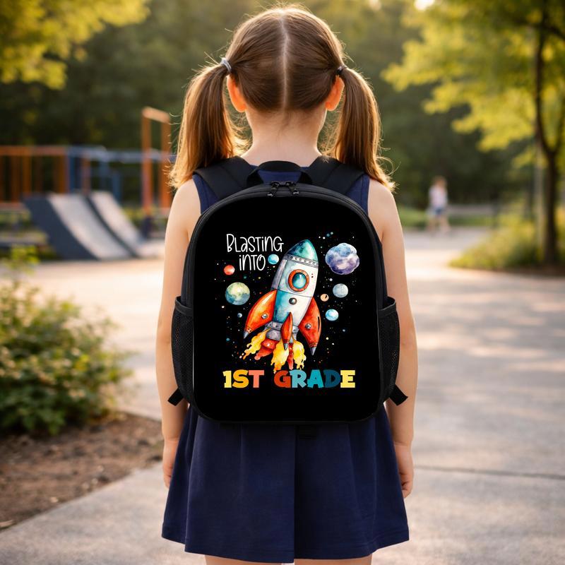 Blasting Into First Grade Kids Rocket Backpack - Back To School Space Theme Custom Backpack