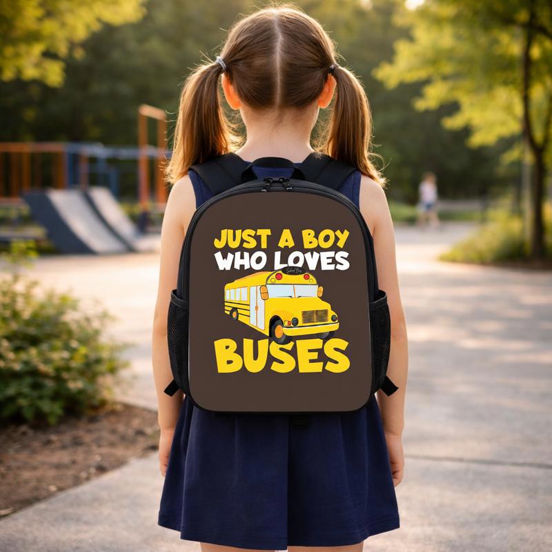 Boy Who Loves Buses Backpack - Fun Kids Back To School Custom Backpack