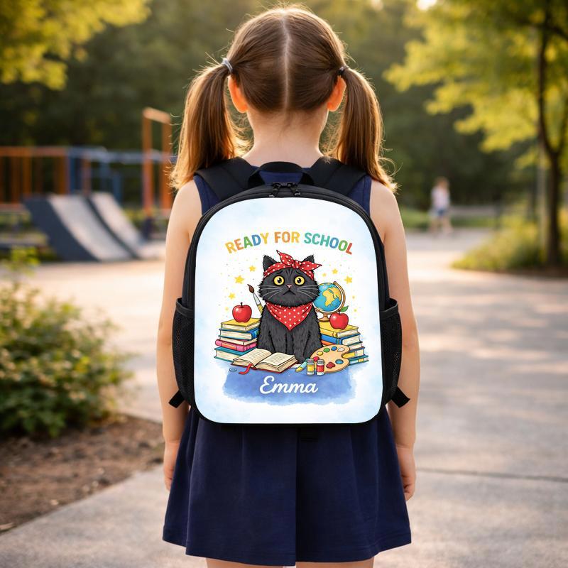 Cat Ready For School Custom Backpack
