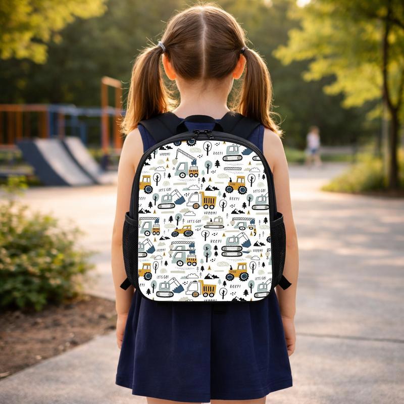 Construction Vehicles Backpack For Kids - Pattern Back To School Style Custom Backpack