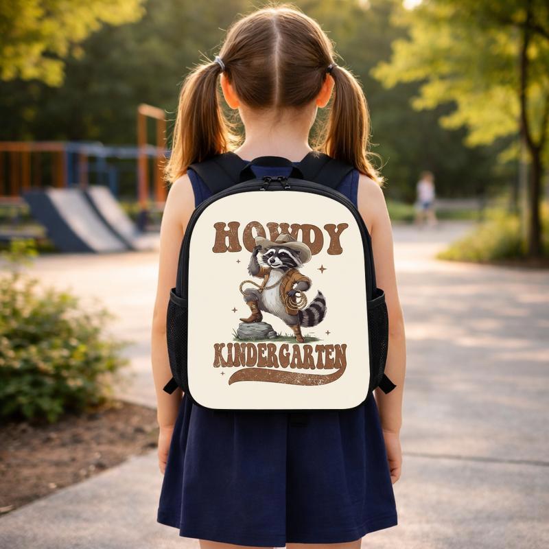 Cowboy Raccoon Backpack Kids - Howdy Kindergarten Back To School Custom Backpack Cowboy Raccoon Backpack Kids - Howdy Kindergarten Back To School Custom Backpack