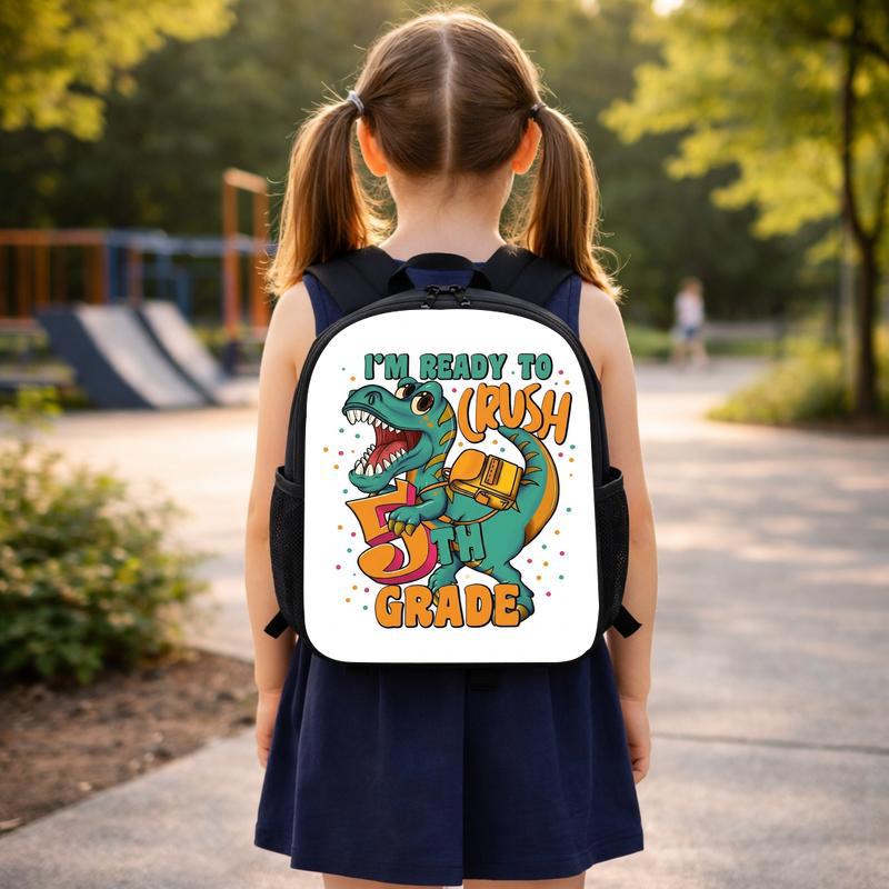 Crush 5th Grade Dino Custom Backpack - Back To School Kids Custom Backpack