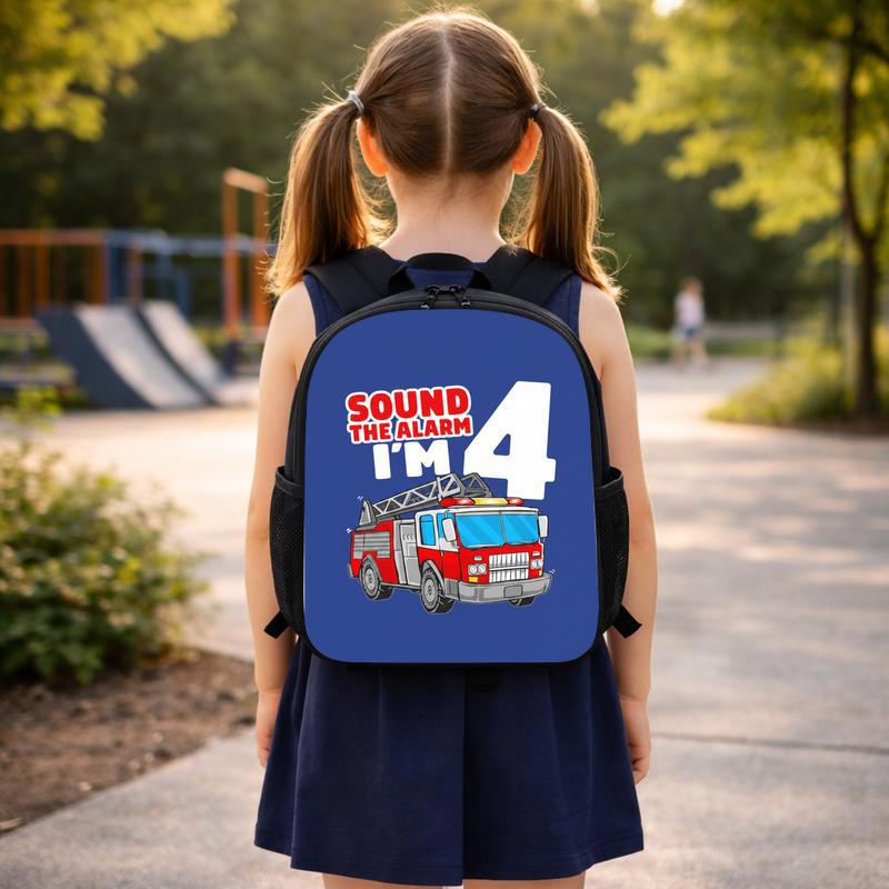 Custom Age Fire Truck Backpack - Funny Back To School Kids Custom Backpack
