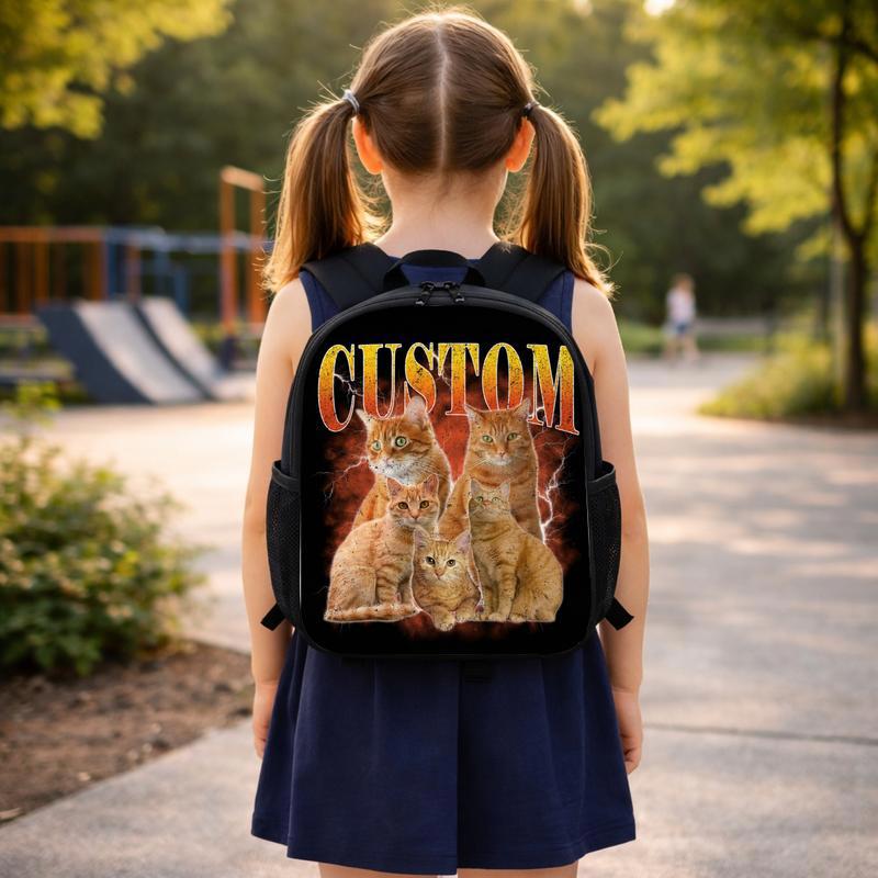 Custom Cat Photo Bootleg Shirt, Vintage Style Graphic Tee, Personalized Pet Gift Custom Backpack Custom Cat Photo Bootleg Shirt, Vintage Style Graphic Tee, Personalized Pet Gift Custom Backpack