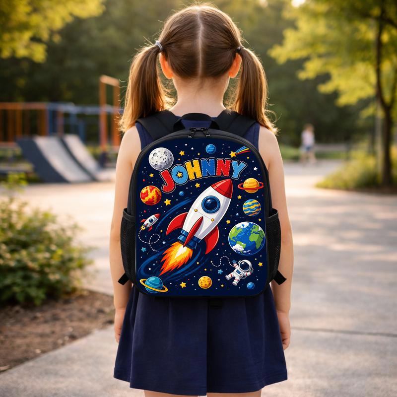 Custom Name Backpack Kids - Rocket Back To School Custom Backpack