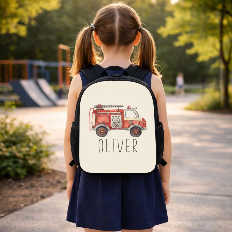 Custom Name Fire Truck Backpack - Kids Back To School Gift Custom Backpack Custom Name Fire Truck Backpack - Kids Back To School Gift Custom Backpack