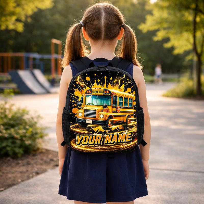 Custom Name School Bus Backpack - Bright Back To School Kids Custom Backpack Custom Name School Bus Backpack - Bright Back To School Kids Custom Backpack